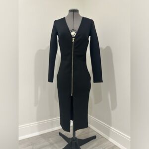 Black Gold Zipper Dress